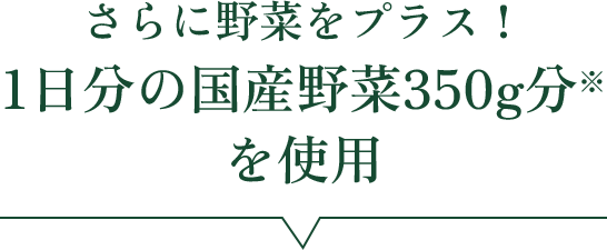 さらに野菜をプラス！1日分の国産野菜350g分を使用