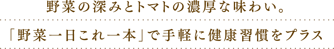 野菜の深みとトマトの濃厚な味わい。「野菜一日これ一本」で手軽に健康習慣をプラス