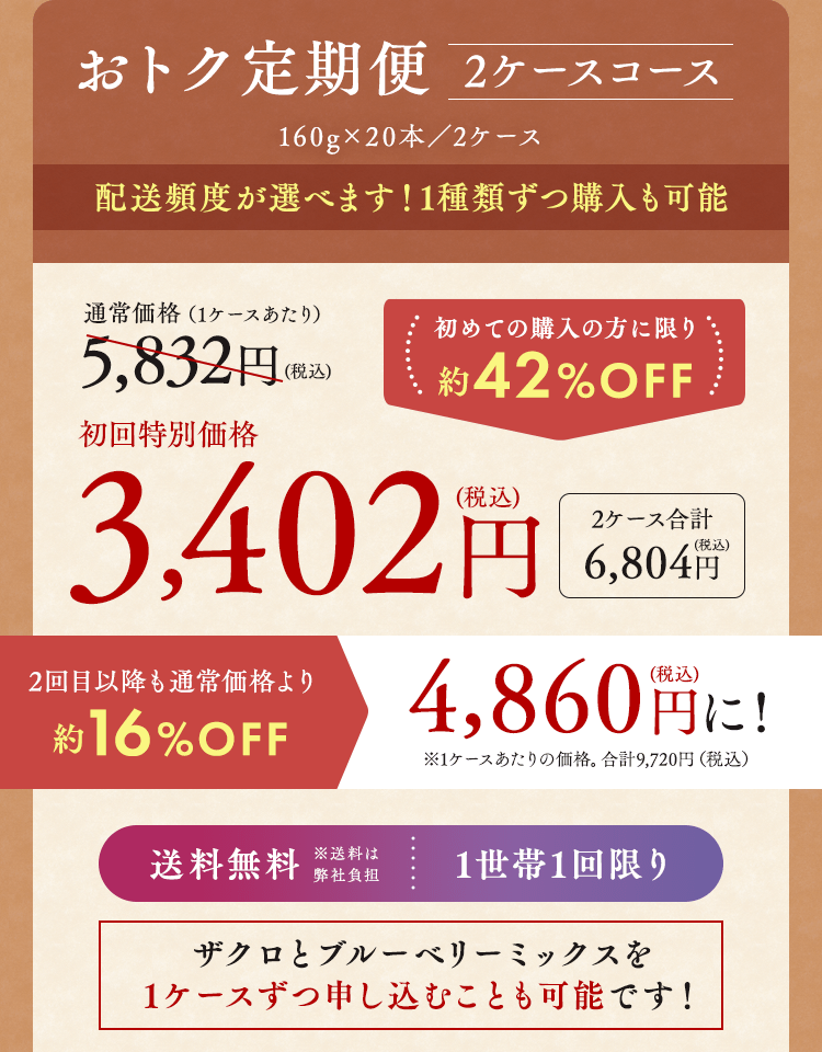 おトク定期便　２ケースコース