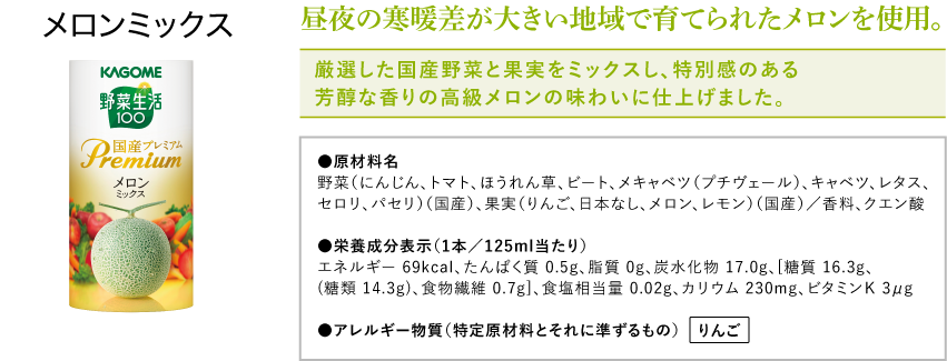 野菜生活100国産プレミアム メロンミックス 125ml×2本