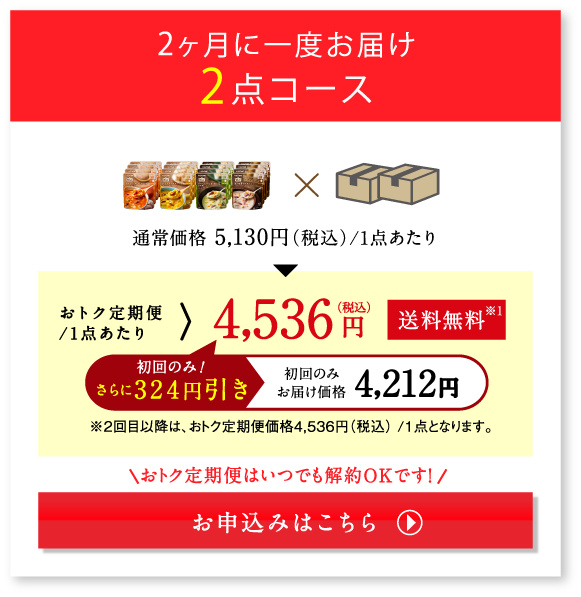 2ヶ月に一度お届け 2点コース
