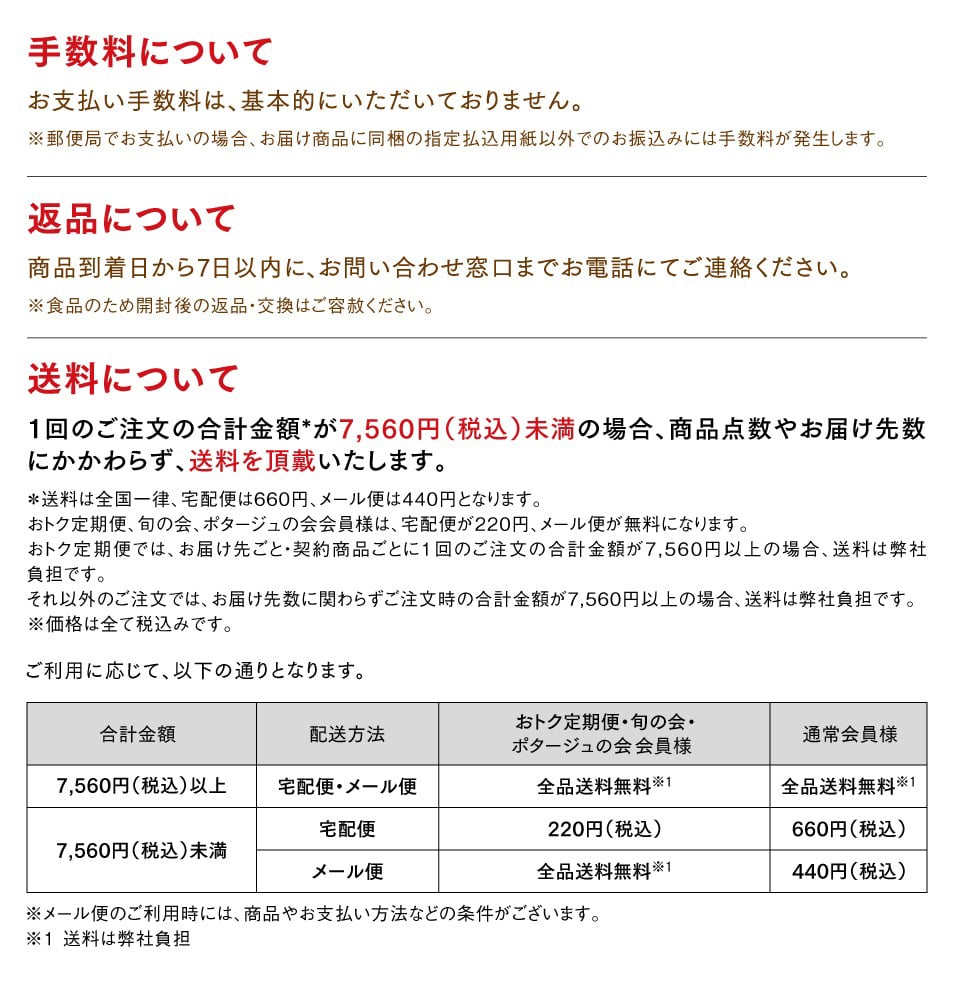 手数料・返品・送料について