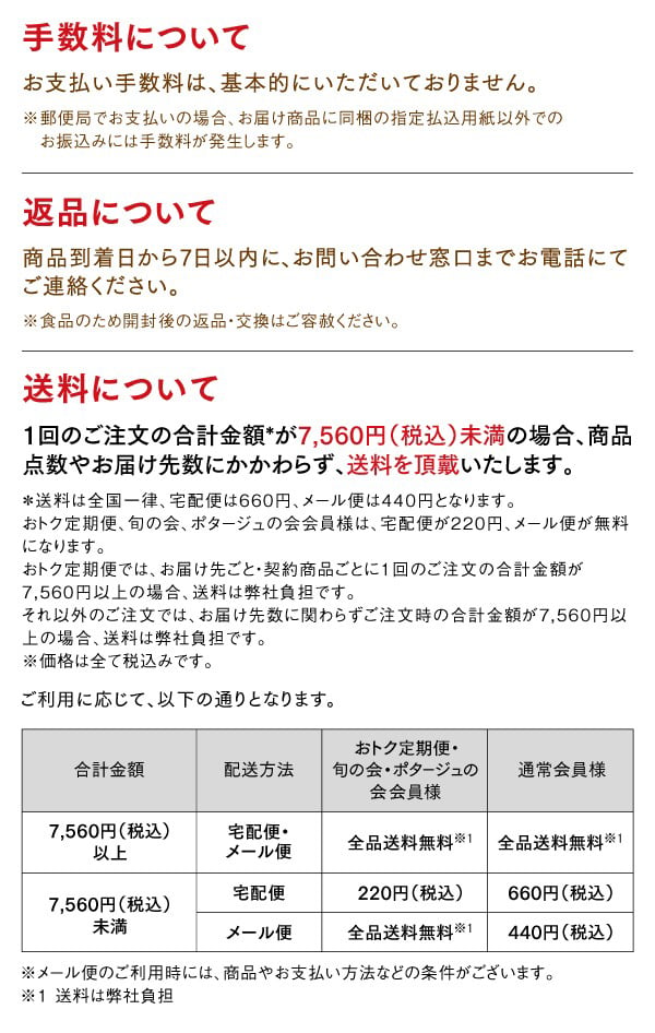 手数料・返品・送料について