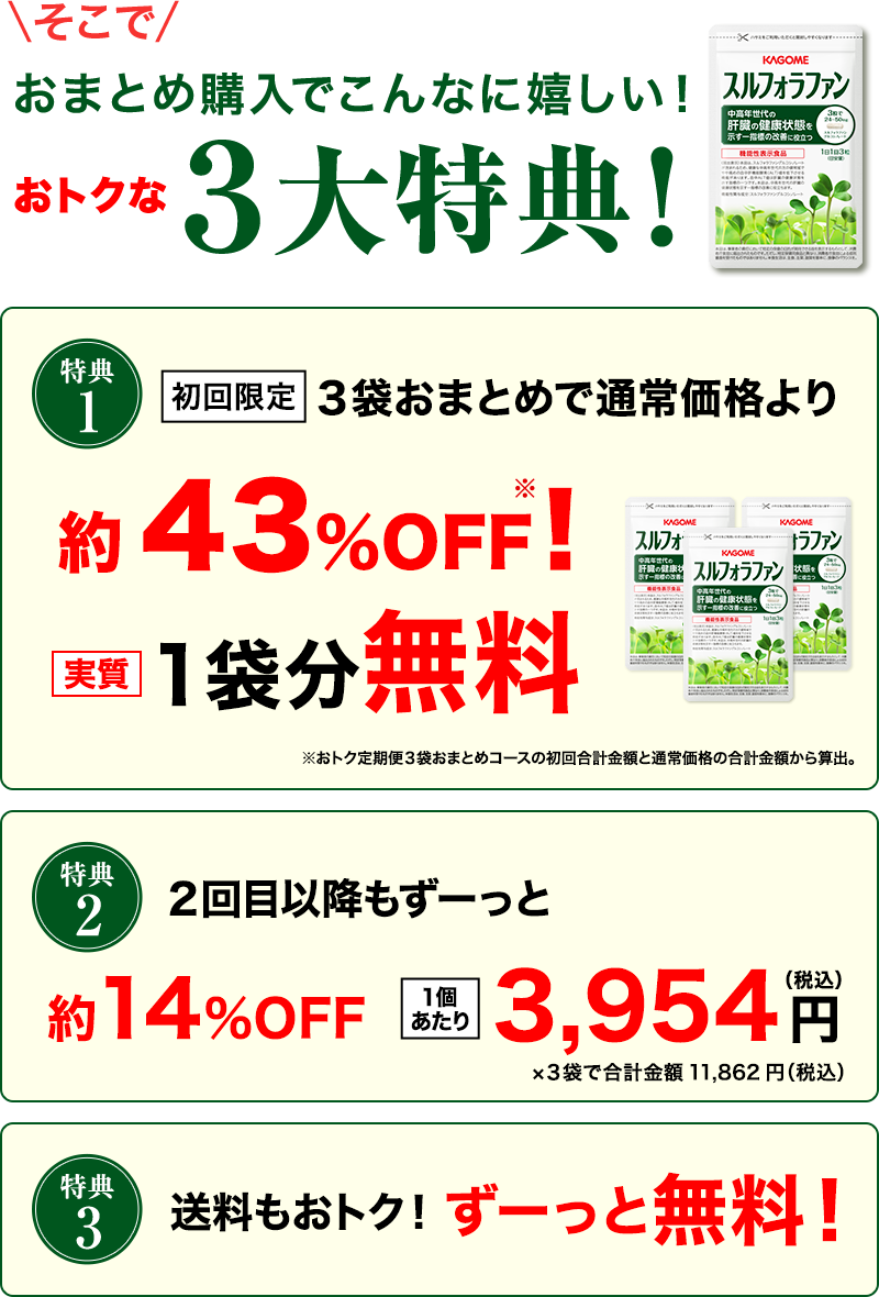 おトクな「定期お届けコース」の３大特典！
