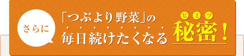 さらに「つぶより野菜」の毎日続けたくなる秘密